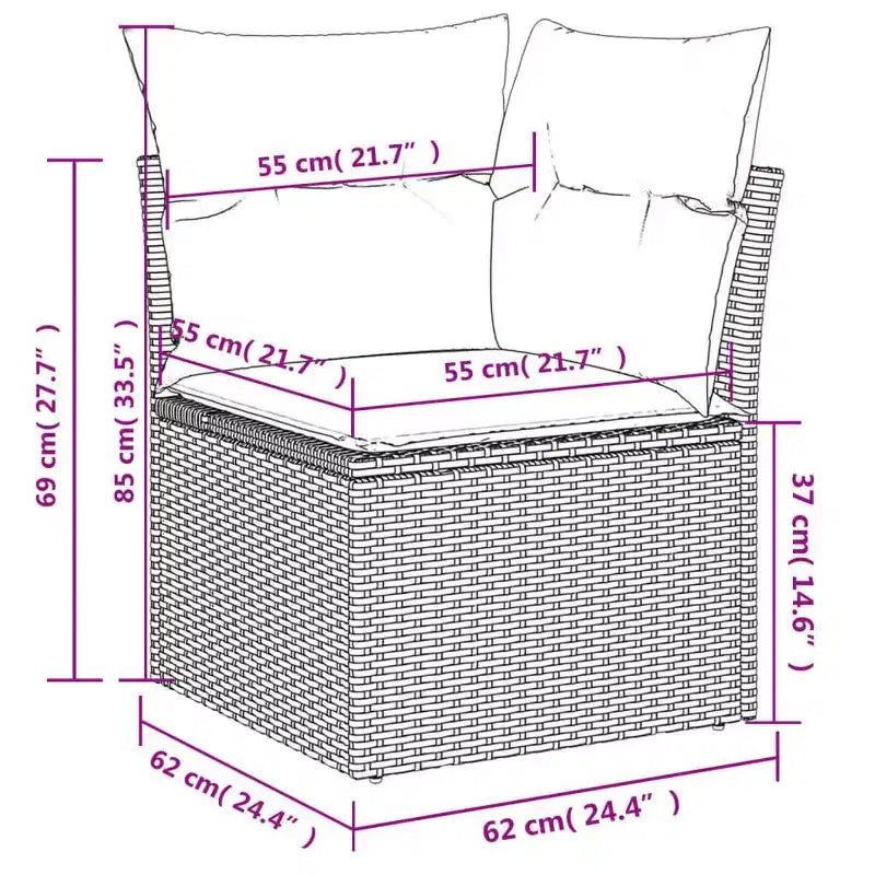 vidaXL Set di Divani da Giardino in Rattan PE Grigio, Materiali Resistenti ai Raggi UV