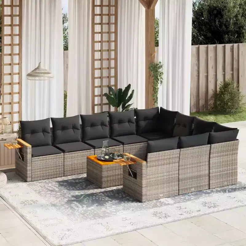 vidaXL Set di Divani da Giardino in Rattan PE Grigio, Materiali Resistenti ai Raggi UV