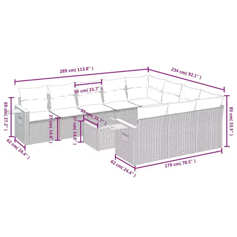 vidaXL Set di Divani da Giardino in Rattan PE Grigio, Materiali Resistenti ai Raggi UV