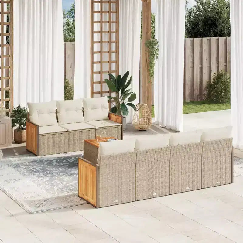 vidaXL Set Divani da Giardino Beige, Bianco Crema