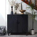 59 Fluted Sideboard Buffet Cabinet with 4 Door Antique Black Entryway Table Decorative Storage Cabinet Accent Credenzas for Living Room Home Kitchen