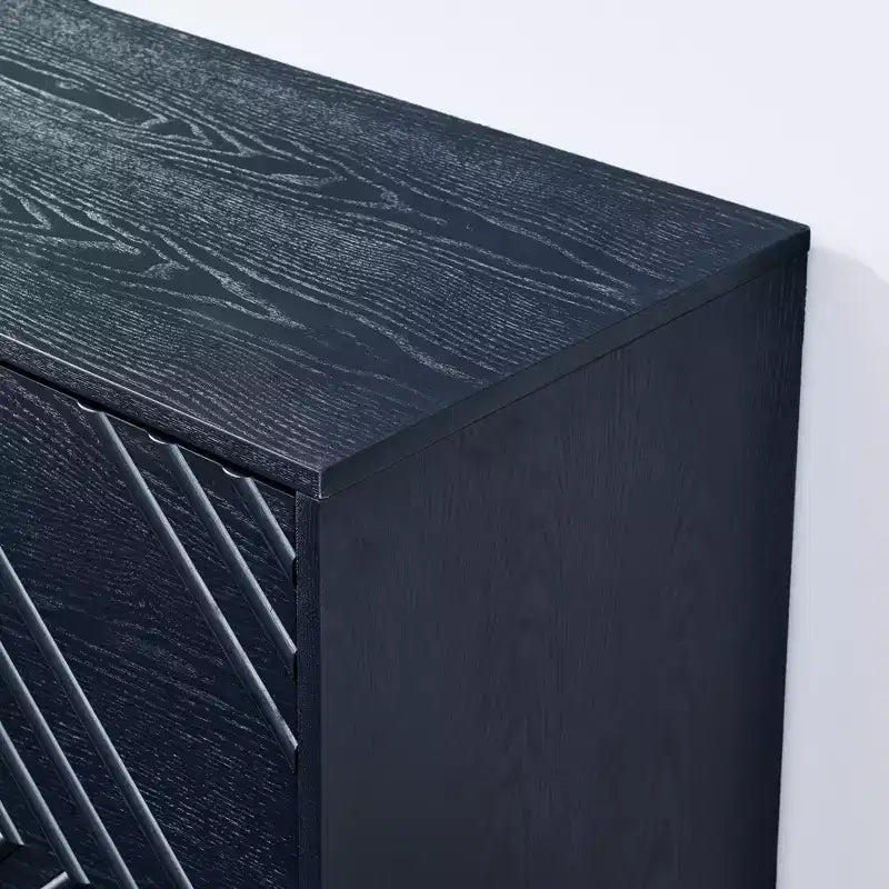 Buffet de rangement 60 po avec portes à motif géométrique et étagères réglables, meuble TV console moderne, table de bar à café pour cuisine