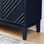 Buffet de rangement 60 po avec portes à motif géométrique et étagères réglables, meuble TV console moderne, table de bar à café pour cuisine