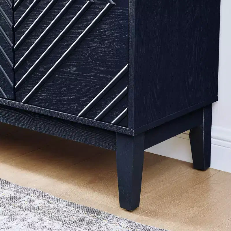 Buffet de rangement 60 po avec portes à motif géométrique et étagères réglables, meuble TV console moderne, table de bar à café pour cuisine