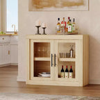 CuisinSmart 71 Buffet bas avec 4 portes, Buffet d'appoint de style Mid-Century Modern avec rangement pour salon et cuisine, Naturel