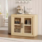 CuisinSmart 71 Buffet bas avec 4 portes, Buffet d'appoint de style Mid-Century Modern avec rangement pour salon et cuisine, Naturel