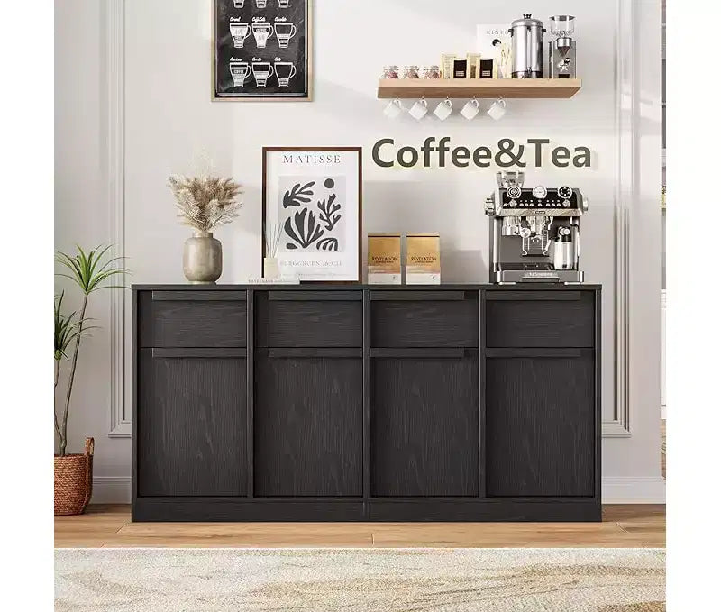 Buffet de cuisine CuisinSmart avec tiroirs, grand meuble de café avec rangement, buffet en bois moderne pour la cuisine et la salle à manger