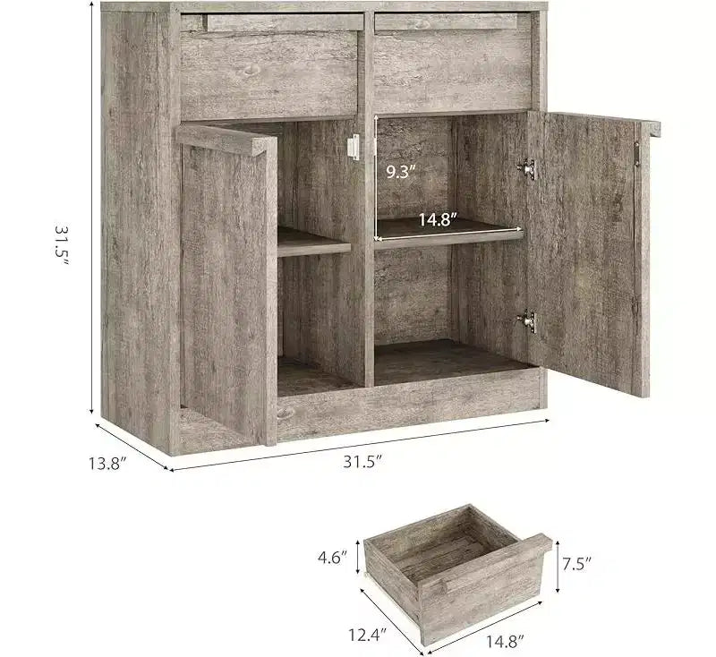 Buffet de cuisine CuisinSmart avec tiroirs, grand meuble de café avec rangement, buffet en bois moderne pour la cuisine et la salle à manger