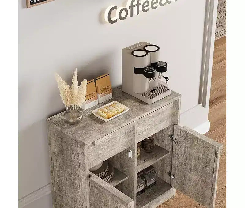 Buffet de cuisine CuisinSmart avec tiroirs, grand meuble de café avec rangement, buffet en bois moderne pour la cuisine et la salle à manger