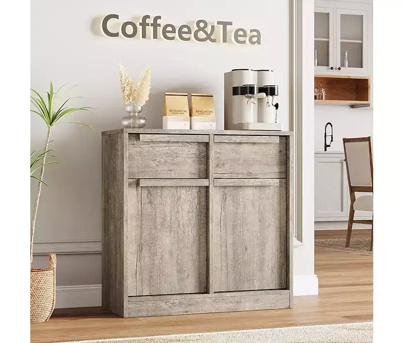 Buffet de cuisine CuisinSmart avec tiroirs, grand meuble de café avec rangement, buffet en bois moderne pour la cuisine et la salle à manger