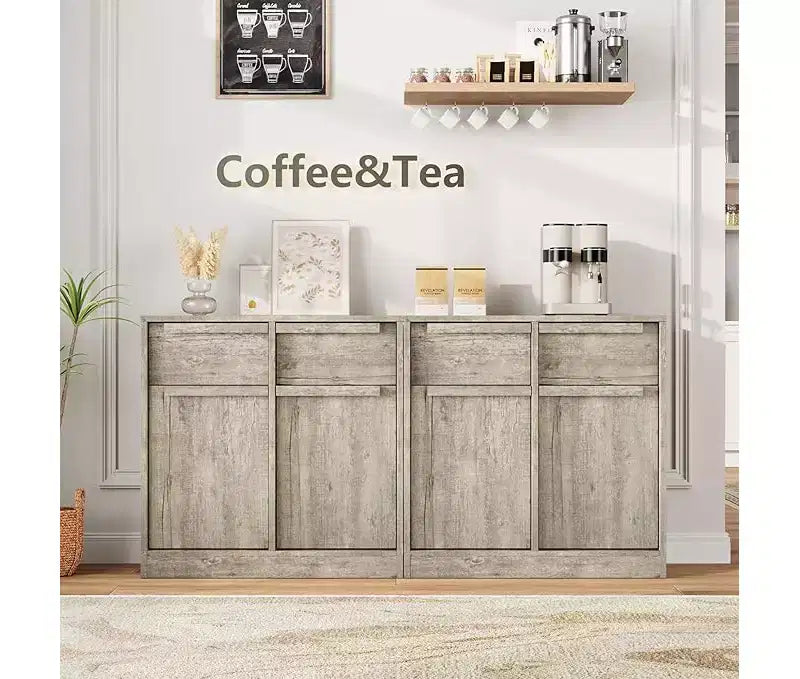 Buffet de cuisine CuisinSmart avec tiroirs, grand meuble de café avec rangement, buffet en bois moderne pour la cuisine et la salle à manger