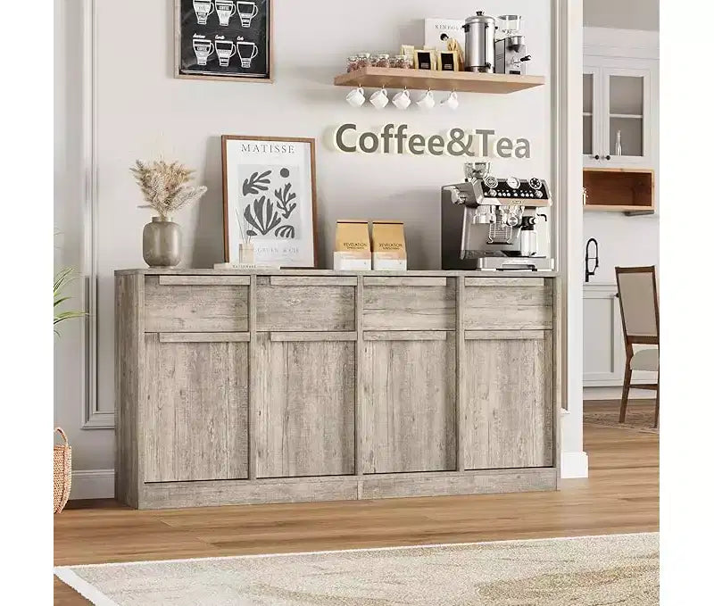 Buffet de cuisine CuisinSmart avec tiroirs, grand meuble de café avec rangement, buffet en bois moderne pour la cuisine et la salle à manger