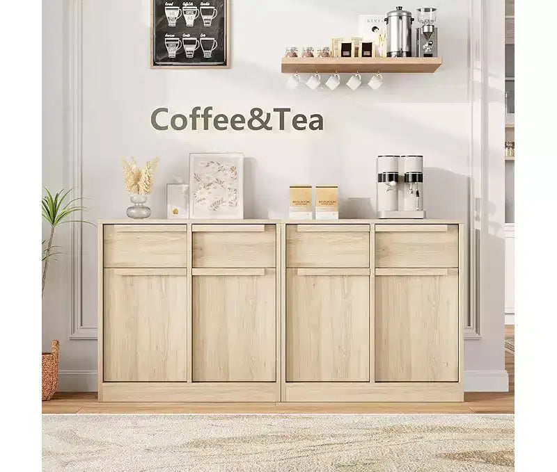 Buffet de cuisine CuisinSmart avec tiroirs, grand meuble de café avec rangement, buffet en bois moderne pour la cuisine et la salle à manger