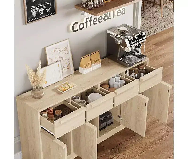 Buffet de cuisine CuisinSmart avec tiroirs, grand meuble de café avec rangement, buffet en bois moderne pour la cuisine et la salle à manger
