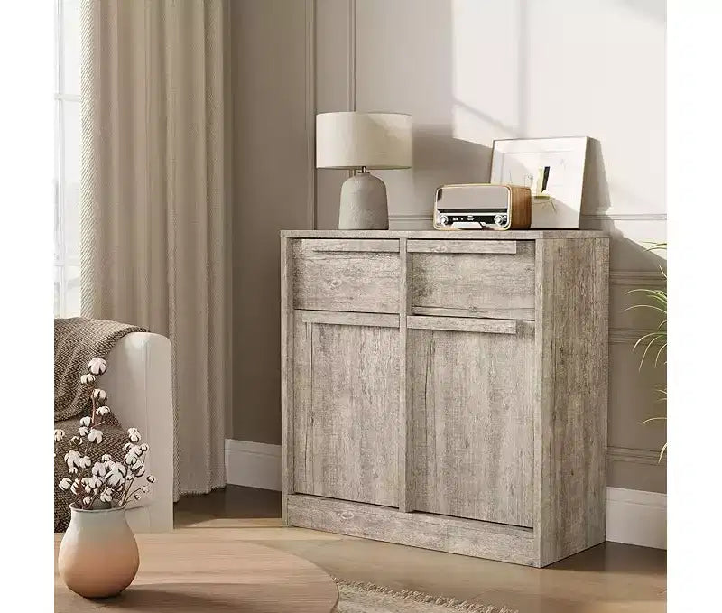 CuisinSmart Mobile Credenza con Cassetti, Grande Armadio da Caffè con Contenitore, Mobile Credenza Moderno in Legno per Cucina Sala da Pranzo