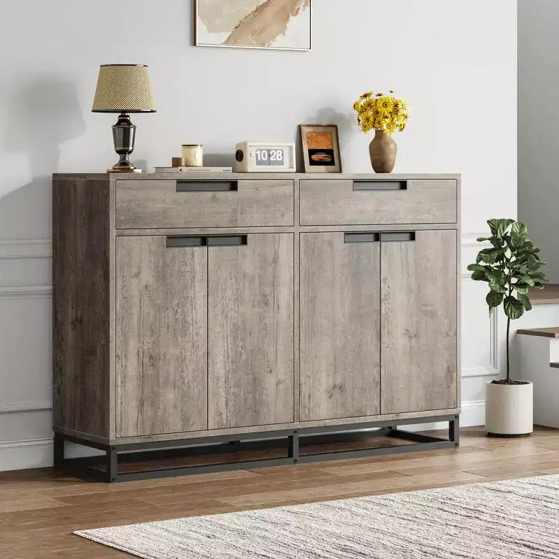 CuisinSmart 55 Credenza Moderna Grande da Cucina con 2 Cassetti e 4 Ante, Mobile Contenitore Buffet da Bar per Caffè per Sala da Pranzo