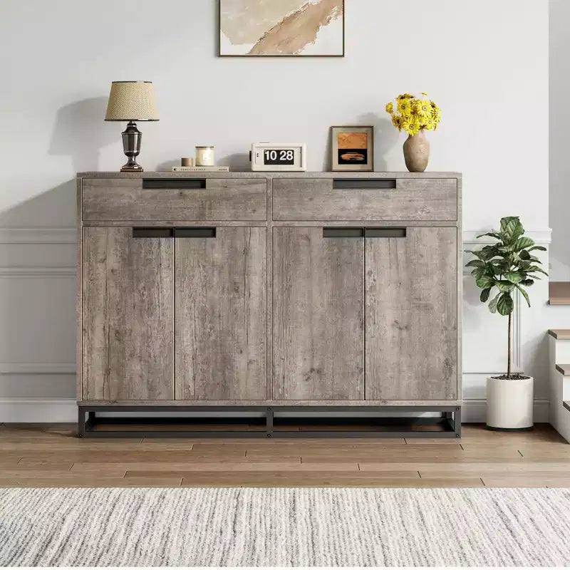 CuisinSmart 55 Credenza Moderna Grande da Cucina con 2 Cassetti e 4 Ante, Mobile Contenitore Buffet da Bar per Caffè per Sala da Pranzo