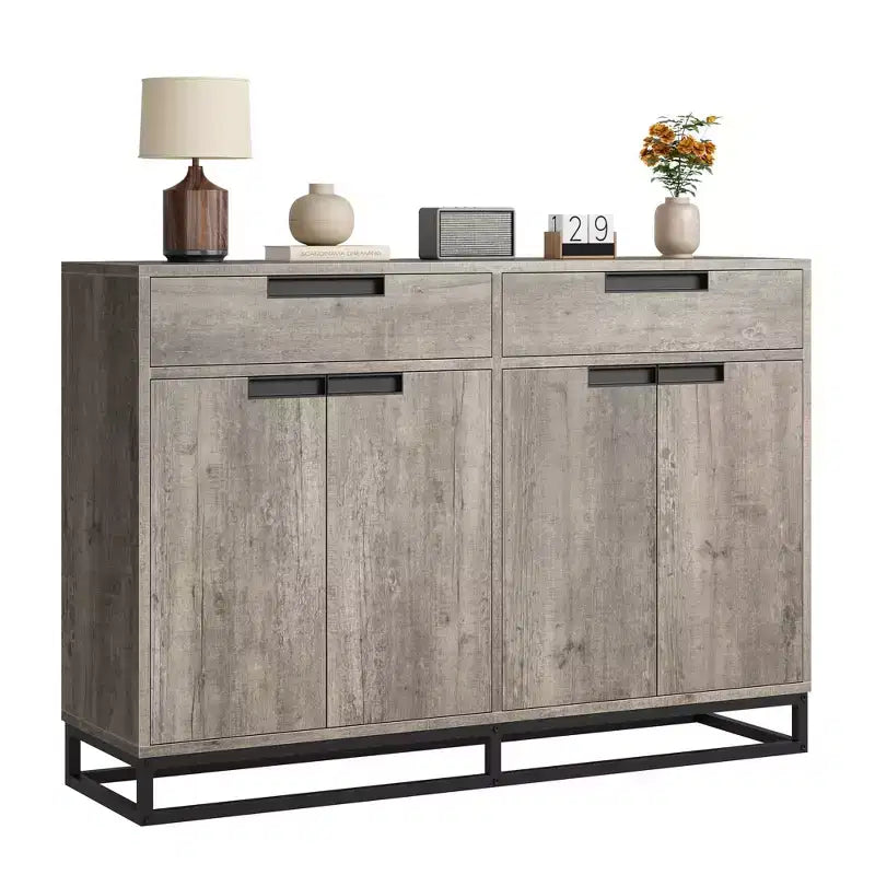 CuisinSmart 55 Credenza Moderna Grande da Cucina con 2 Cassetti e 4 Ante, Mobile Contenitore Buffet da Bar per Caffè per Sala da Pranzo