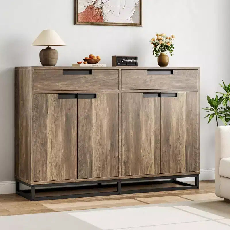 CuisinSmart 55 Credenza Moderna Grande da Cucina con 2 Cassetti e 4 Ante, Mobile Contenitore Buffet da Bar per Caffè per Sala da Pranzo