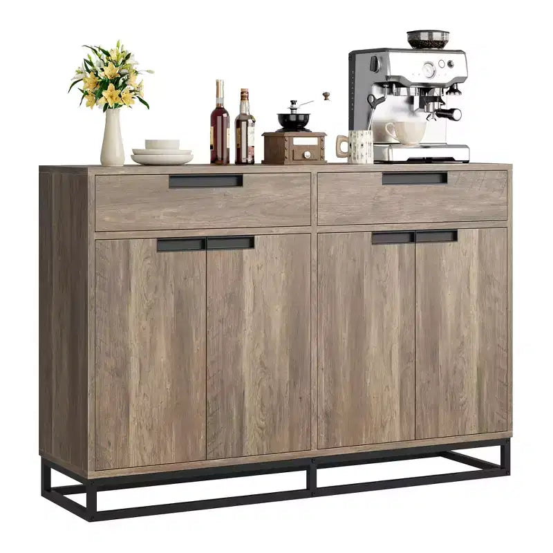 CuisinSmart 55 Credenza Moderna Grande da Cucina con 2 Cassetti e 4 Ante, Mobile Contenitore Buffet da Bar per Caffè per Sala da Pranzo