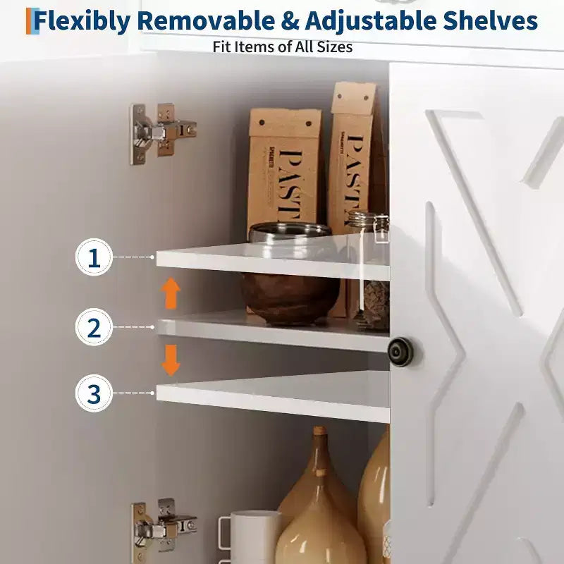 CuisinSmart Mobile da Caffè Farmhouse con 2 Ante e Cassetto, Credenza da Cucina con Ripiano Regolabile, Capacità 150 libbre, per Sala da Pranzo