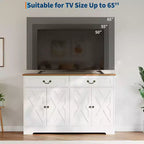 CuisinSmart Buffet de salle à manger moderne de style fermier de 145 cm avec 2 tiroirs et étagères réglables, organisateur de bar à café pour salon