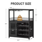 Mobile Bar a 3 Livelli con Portabottiglie e Porta Bicchieri Regolabili, Credenza Moderna con Ante Chiudibili a Chiave