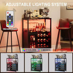 Mobile Bar a 3 Livelli con Portabottiglie e Porta Bicchieri Regolabili, Credenza Moderna con Ante Chiudibili a Chiave