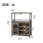 Mobile Bar a 3 Livelli con Portabottiglie e Porta Bicchieri Regolabili, Credenza Moderna con Ante Chiudibili a Chiave