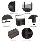 Mobile Bar a 3 Livelli con Portabottiglie e Porta Bicchieri Regolabili, Credenza Moderna con Ante Chiudibili a Chiave