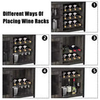 Mobile Bar a 3 Livelli con Portabottiglie e Porta Bicchieri Regolabili, Credenza Moderna con Ante Chiudibili a Chiave