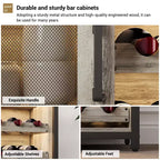 Mobile Bar a 3 Livelli con Portabottiglie e Porta Bicchieri Regolabili, Credenza Moderna con Ante Chiudibili a Chiave