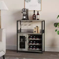 3-Tier Wine Bar Cabinet with Adjustable Wine Rack & Glass Holder, Modern Storage Buffet with Lockable Door