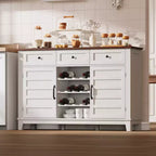 53.5 in Farmhouse Buffet Cabinet with Storage, Storage Cabinet with 3 Drawer, Reversible Wine Rack, Farmhouse Sideboard with Adjustable Shelf