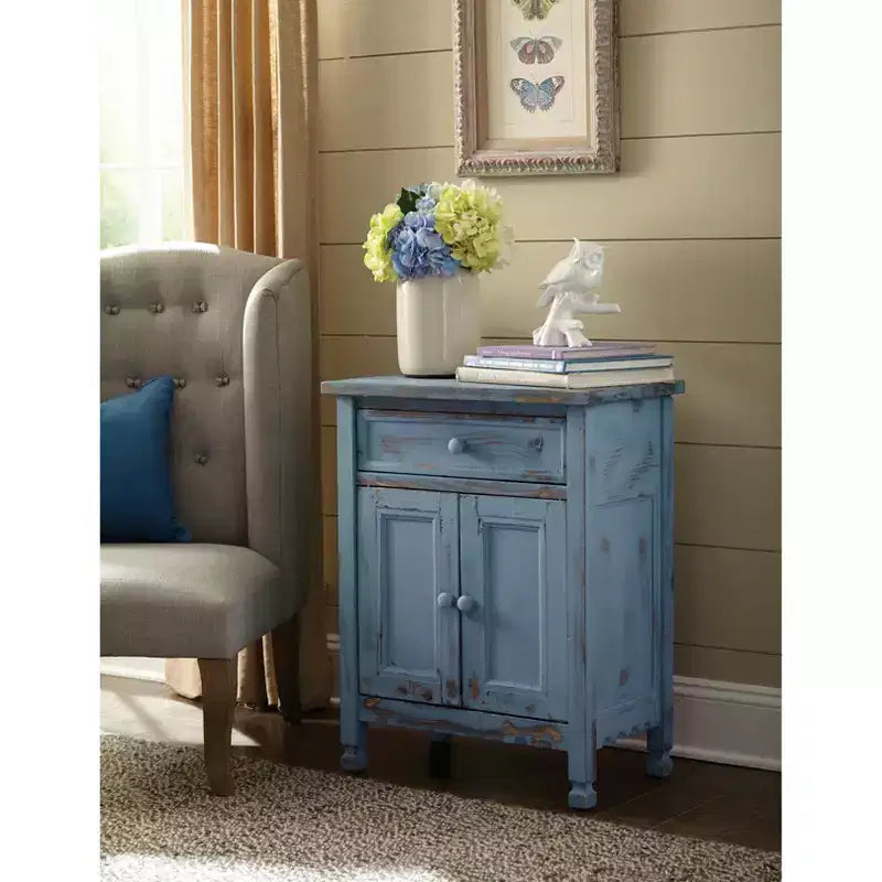 Meuble d'appoint Alaterre Furniture Country Cottage, Buffet avec tiroir de rangement et deux portes, Meuble d'entrée et de salon en bois