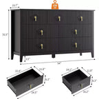 Comò per camera da letto con 7 cassetti, comò moderno largo 137 cm con maniglie in metallo, porta TV, cassettiera in legno per camera da letto