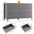 Comò per camera da letto con 7 cassetti, comò moderno largo 137 cm con maniglie in metallo, porta TV, cassettiera in legno per camera da letto