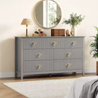 Comò per camera da letto con 7 cassetti, comò moderno largo 137 cm con maniglie in metallo, porta TV, cassettiera in legno per camera da letto