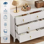 Comò per camera da letto con 7 cassetti, comò moderno largo 137 cm con maniglie in metallo, porta TV, cassettiera in legno per camera da letto