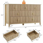 Comò per camera da letto con 7 cassetti, comò moderno largo 137 cm con maniglie in metallo, porta TV, cassettiera in legno per camera da letto