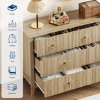Comò per camera da letto con 7 cassetti, comò moderno largo 137 cm con maniglie in metallo, porta TV, cassettiera in legno per camera da letto