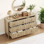 Comò per camera da letto con 7 cassetti, comò moderno largo 137 cm con maniglie in metallo, porta TV, cassettiera in legno per camera da letto
