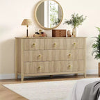 Comò per camera da letto con 7 cassetti, comò moderno largo 137 cm con maniglie in metallo, porta TV, cassettiera in legno per camera da letto