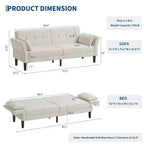 89 Futon divano letto, divano letto convertibile con schienale e braccioli regolabili, divano letto moderno a due posti per soggiorno, camera da letto, appartamenti