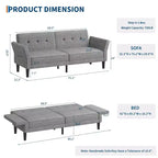 89 Futon divano letto, divano letto convertibile con schienale e braccioli regolabili, divano letto moderno a due posti per soggiorno, camera da letto, appartamenti