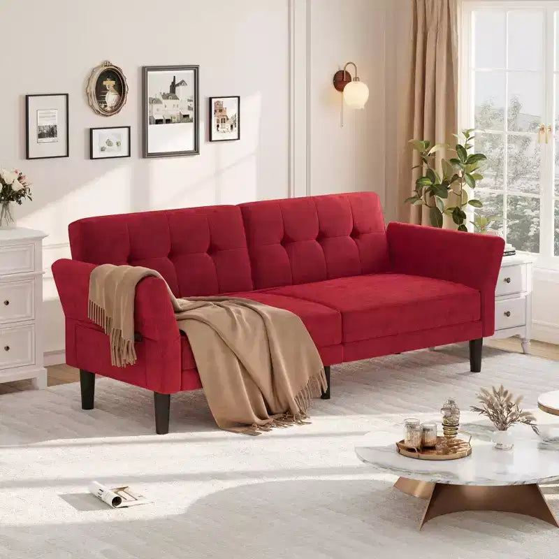 89 Futon divano letto, divano letto convertibile con schienale e braccioli regolabili, divano letto moderno a due posti per soggiorno, camera da letto, appartamenti