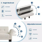 89 Futon divano letto, divano letto convertibile con schienale e braccioli regolabili, divano letto moderno a due posti per soggiorno, camera da letto, appartamenti