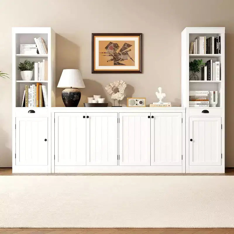 Bahut à 4 portes, Buffet de rangement moderne pour la salle à manger, le salon et le bureau, Grand espace de rangement