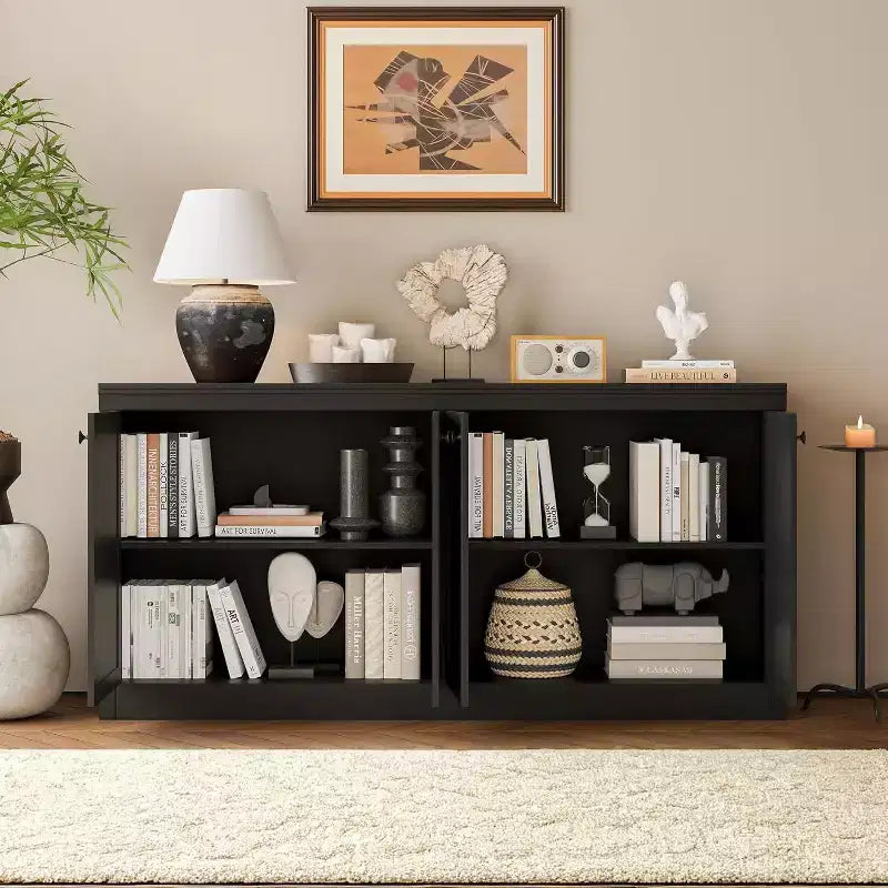 Mobile credenza a 4 ante, buffet contenitore moderno per sala da pranzo, soggiorno e ufficio, ampio spazio di archiviazione