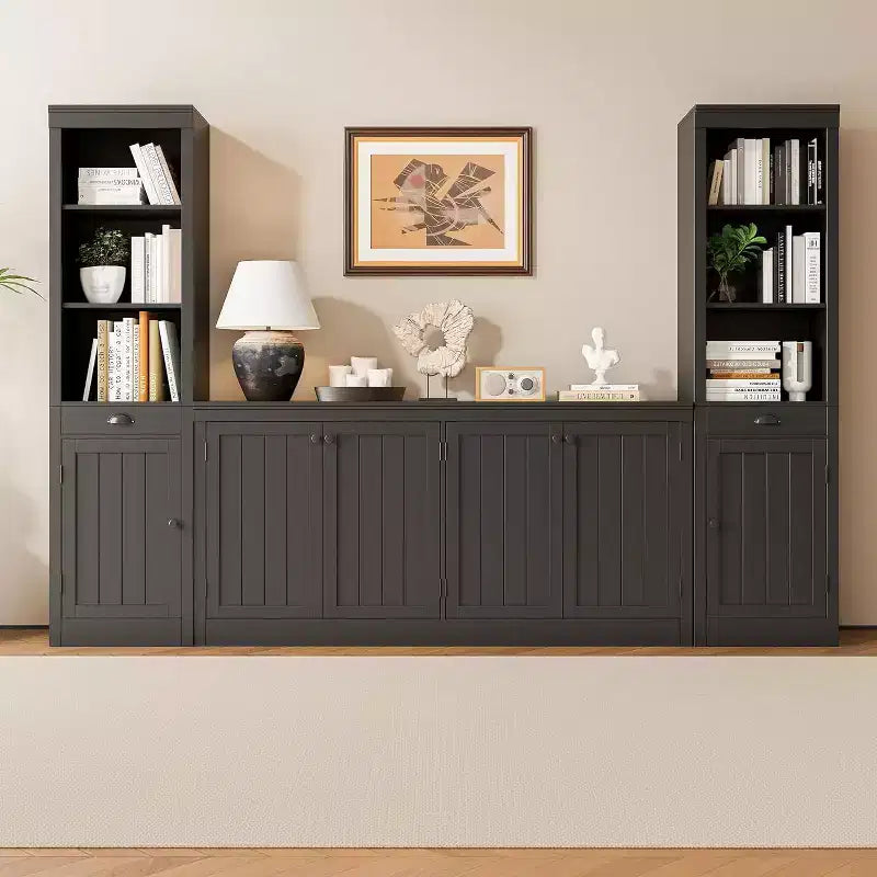 Bahut à 4 portes, Buffet de rangement moderne pour la salle à manger, le salon et le bureau, Grand espace de rangement